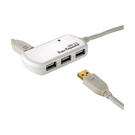 ROLINE USB 2.0 Hub 4 Puertos con Repetidor, Cable de 12m, Color Blanco
