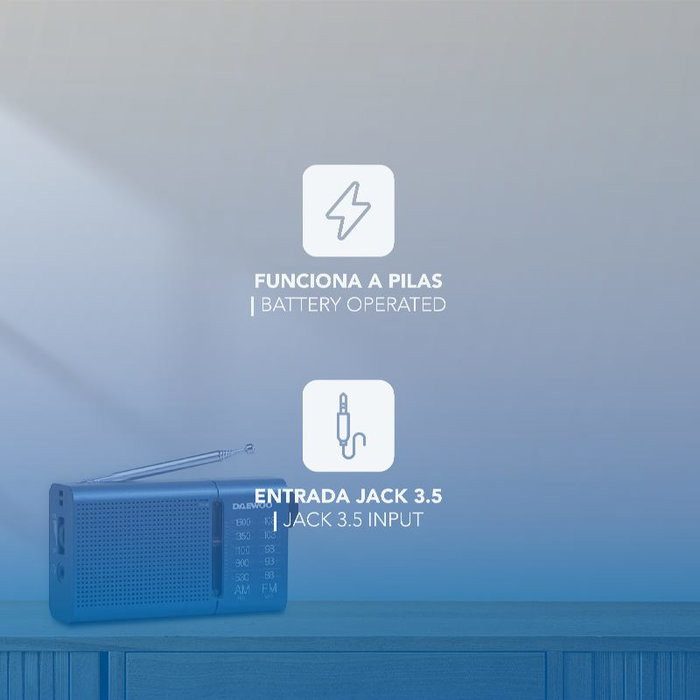 Daewoo Radio AM/FM con Altavoz Azul