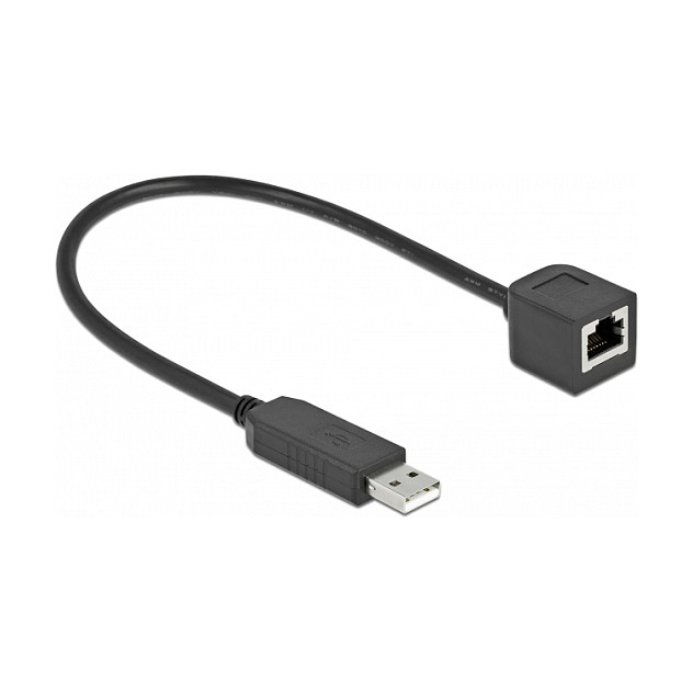 DeLOCK Cable de conexión serial 64162, USB 2.0 Tipo-A a RS-232 RJ45, 25 cm, Negro DeLOCK Cable de conexión serial 64162, USB 2.0 Tipo-A a RS-232 RJ45, 25 cm, Negro