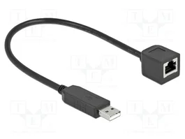 DeLOCK Cable de conexión serial 64162, USB 2.0 Tipo-A a RS-232 RJ45, 25 cm, Negro