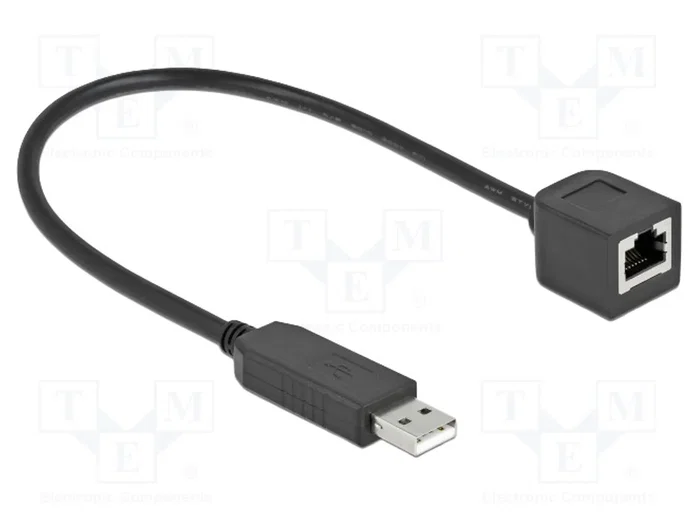 DeLOCK Cable de conexión serial 64162, USB 2.0 Tipo-A a RS-232 RJ45, 25 cm, Negro DeLOCK Cable de conexión serial 64162, USB 2.0 Tipo-A a RS-232 RJ45, 25 cm, Negro