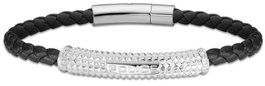 Police Hardware Bracelet Black Leather 19cm en Negro