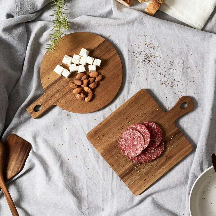 Home Deco Factory Tabla Acacia Redonda/Cuadrada Cocooning para Servir o Presentación 26x20x1 cm