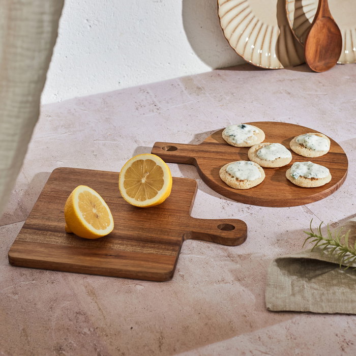 Home Deco Factory Tabla Acacia Redonda/Cuadrada Cocooning para Servir o Presentación 26x20x1 cm