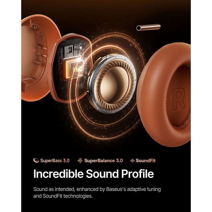 Baseus Inspire XH1 Sound by Bose Auriculares On-Ear Naranja con ANC Baseus Inspire XH1 Sound by Bose Auriculares On-Ear Naranja con ANC