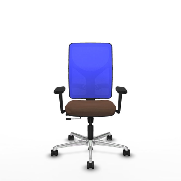 PIQUERAS Y CRESPO Silla de oficina Motilla con mecanismo Sincro/Traslack, Tela Marrón oscuro y Malla Azul