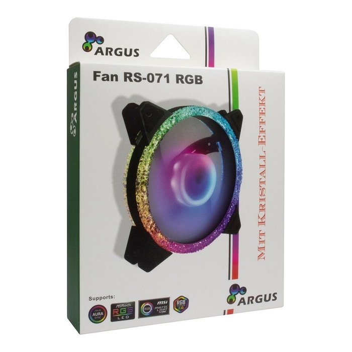 Inter-Tech ARGUS RS-071 RGB Ventilador 120x120x25 mm con efecto cristal