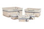 DKD Home Decor Cesta Mediterraneo Set de 5 Beige Azul Poliester y Algodon 38 x 48 x 13 cm