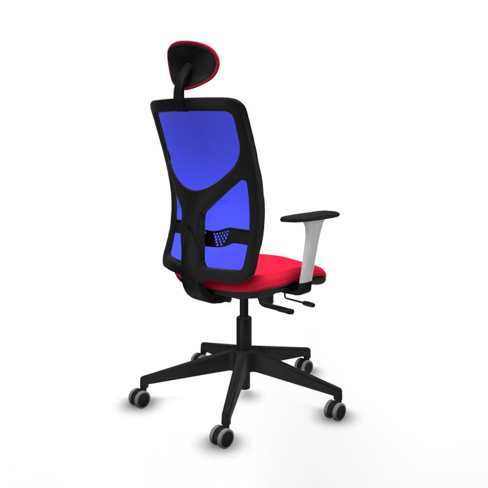 PIQUERAS Y CRESPO Silla de oficina Motilla con mecanismo Sincro/Traslack, Rojo y Azul