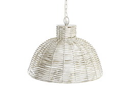 DKD Home Decor Lámpara de Techo de Hierro Blanca Simil Fibra