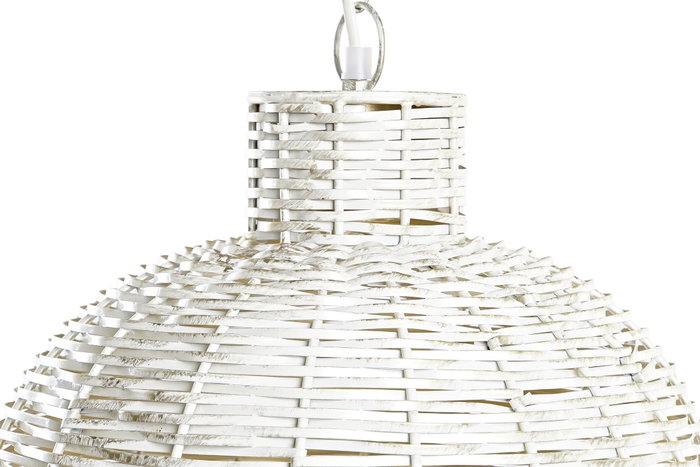 DKD Home Decor Lámpara de Techo de Hierro Blanca Simil Fibra