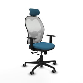 PIQUERAS Y CRESPO Silla de oficina Jorquera con mecanismo Sincro/Traslack Verde petróleo y Blanco