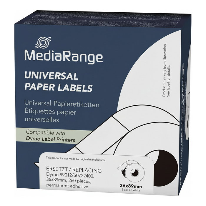 MEDIARANGE Rollos de etiquetas compatibles con DYMO 99012/S0722400, 36,0 x 89,0 mm MEDIARANGE Rollos de etiquetas compatibles con DYMO 99012/S0722400, 36,0 x 89,0 mm