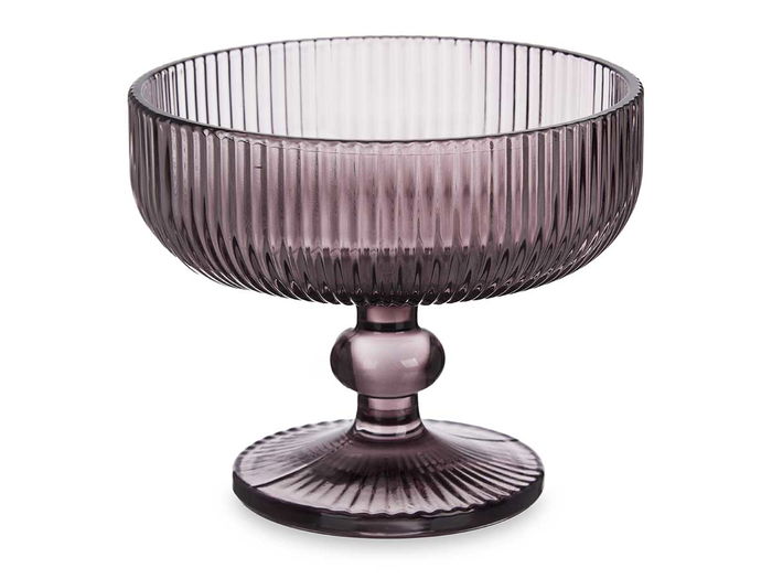 VIVALTO Copa Helado Rosa Rayas Vidrio 310 ml 12x12x9.8 cm (Set de 24)