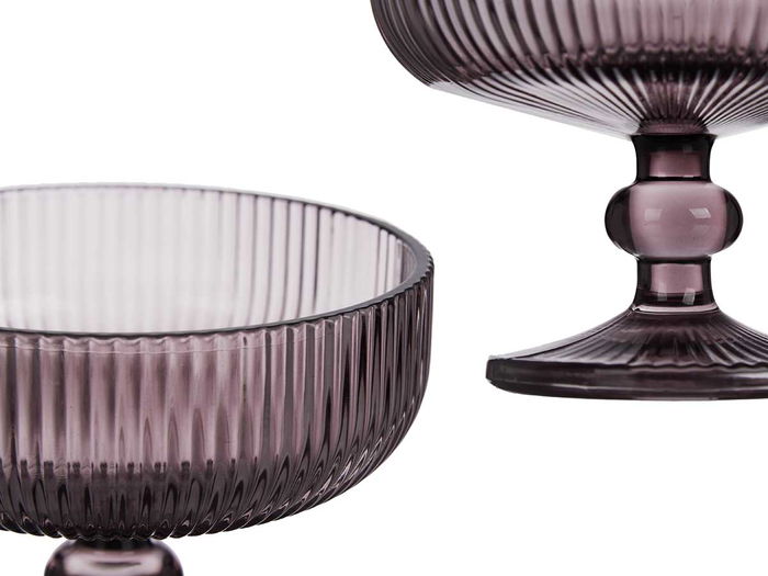 VIVALTO Copa Helado Rosa Rayas Vidrio 310 ml 12x12x9.8 cm (Set de 24)