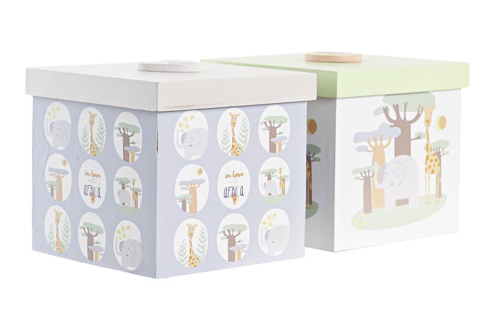 DKD Home Decor Decoración Kids Baobab Blanco Azul 11.5 x 11 x 11.5 cm (6 Unidades)