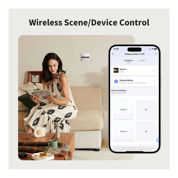 Aqara Display Switch V1, Interruptor Inteligente con Pantalla Táctil de 5.28 cm, Compatible con Alexa, Google Home y Apple HomeKit, Inalámbrico, Blanco