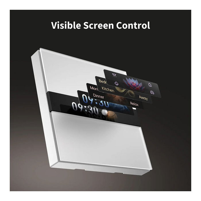 Aqara Display Switch V1, Interruptor Inteligente con Pantalla Táctil de 5.28 cm, Compatible con Alexa, Google Home y Apple HomeKit, Inalámbrico, Blanco