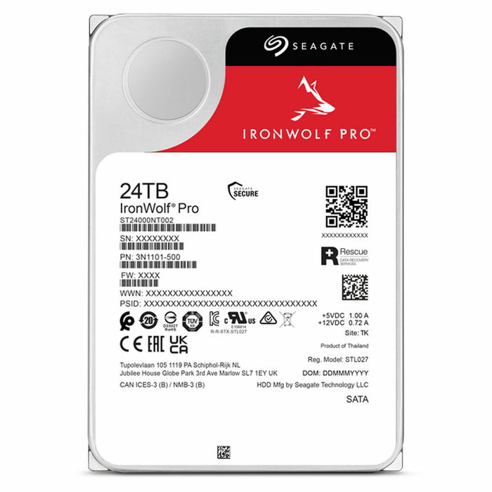 Seagate IronWolf Pro ST24000NT002 24 TB 7200 RPM 512 MB 3.5 pulg SATA III Seagate IronWolf Pro ST24000NT002 24 TB 7200 RPM 512 MB 3.5 pulg SATA III