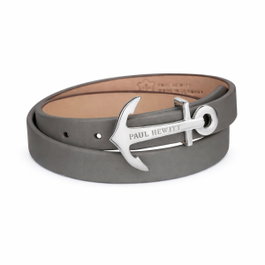 Paul Hewitt Pulsera de Cuero Gris PH-WB-S-13M