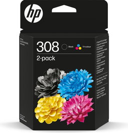 HP Pack Tinta Negro + Tricolor Envy Series 6110, 6120, 6130, 6520, 6530 Nº 308
