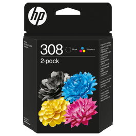 HP 308 Pack de 2 Cartuchos de Tinta Original Negro y Tricolor