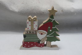 DKD Home Decor Decoración de Papá Noel en MDF con Purpurina Verde