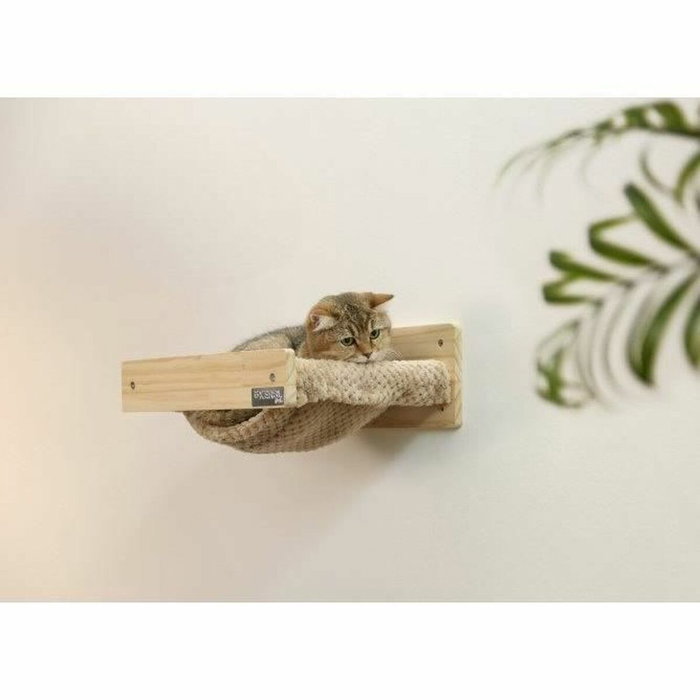 Kerbl Hamaca de pared Timber para gatos de madera maciza y felpa Kerbl Hamaca de pared Timber para gatos de madera maciza y felpa