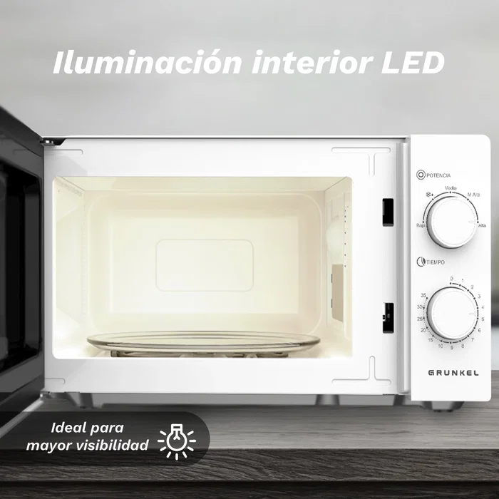 Grunkel MW-20EASY Microondas 20L 700W Blanco y Negro
