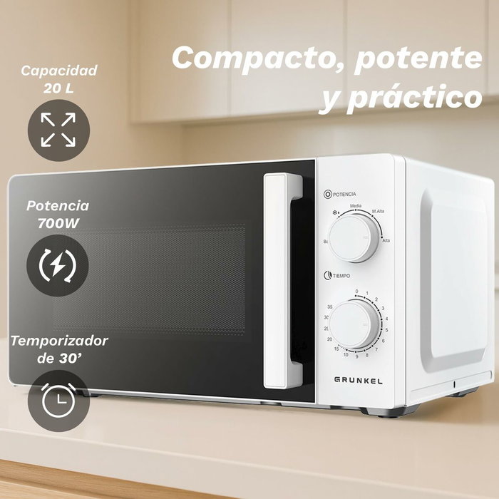 Grunkel MW-20EASY Microondas Blanco 20L 700W Grunkel MW-20EASY Microondas Blanco 20L 700W