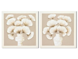 DKD Home Decor Cuadro Lienzo MDF 100x100 Jarrón Surtido de 2 Piezas