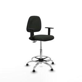 PIQUERAS Y CRESPO Taburete Isso CP Bali negro con brazos 1D y base cromada