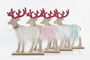 DKD Home Decor Figura Navidad Reno LED Beige Rosa Poliéster MDF 5 x 16 x 23 cm (4 Unidades)