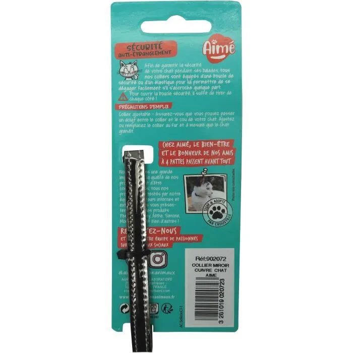 Aime AIM3281019020723 Collar para Gato, Cobre Espejo Cielo, Azul Medianoche, Tachuelas Doradas, Cascabel Dorado