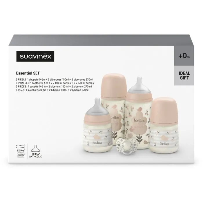 Suavinex Conjunto para Recién Nacidos Birdies 0 a 6 Meses Rosa - SUA8426420905145