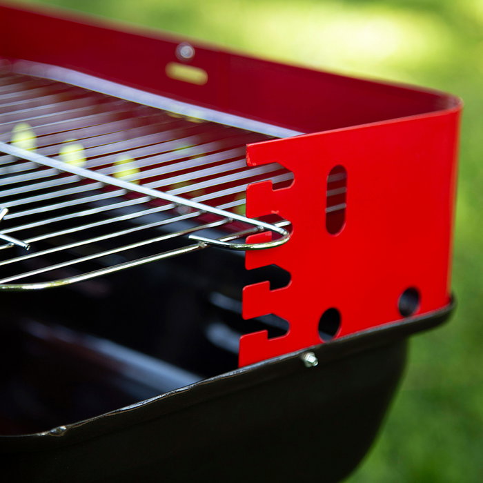 Aktive Barbacoa portátil de carbón pequeña con altura regulable y cortavientos Aktive Barbacoa portátil de carbón pequeña con altura regulable y cortavientos