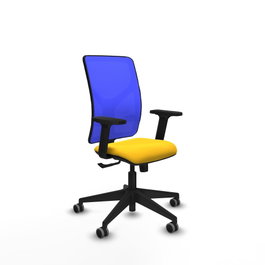 PIQUERAS Y CRESPO Silla de oficina Motilla con mecanismo Sincro, Amarillo y Azul