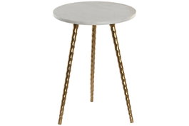 DKD Home Decor Mesita Auxiliar de Mármol y Aluminio Blanco y Dorado