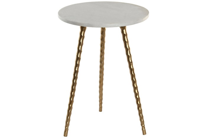 DKD Home Decor Mesita Auxiliar de Mármol y Aluminio Blanco y Dorado DKD Home Decor Mesita Auxiliar de Mármol y Aluminio Blanco y Dorado