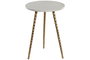 DKD Home Decor Mesita Auxiliar de Mármol y Aluminio Blanco y Dorado