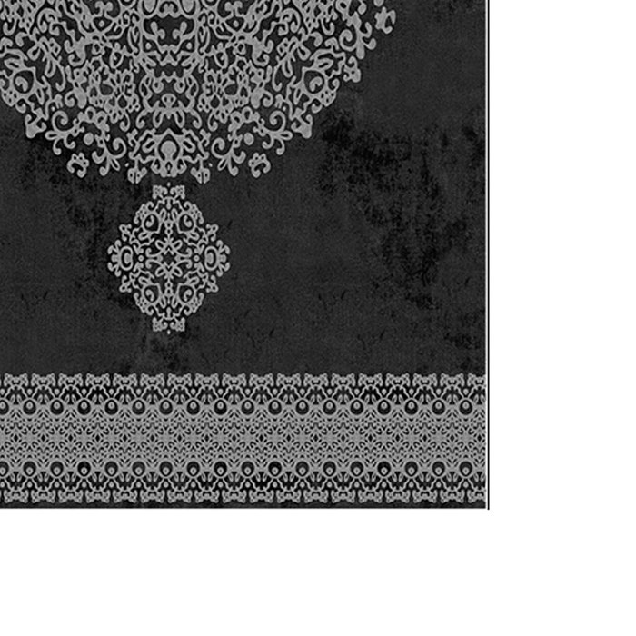 Mijölnir 510602 Juego de Alfombrillas de Baño Negro Blanco, 100% Poliéster, Antideslizante, Lavable a Máquina