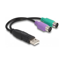 DeLOCK Adaptador USB a PS/2 0.17 m ST-BU, 2x Conector 6-p Mini-DIN Hembra a USB A Macho, USB 2.0, Negro, Verde, Púrpura