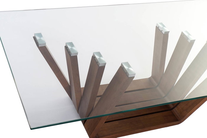 DKD Home Decor Mesa de Centro Rebeca de Nogal y Cristal