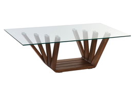 DKD Home Decor Mesa de Centro Rebeca de Nogal y Cristal