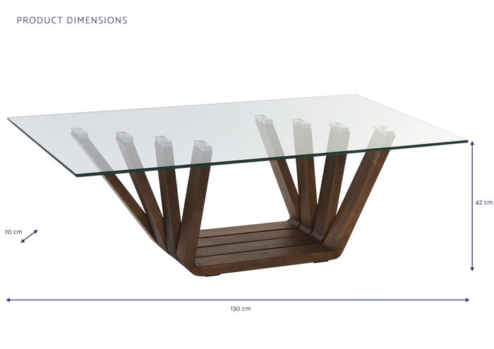 DKD Home Decor Mesa de Centro Rebeca de Nogal y Cristal