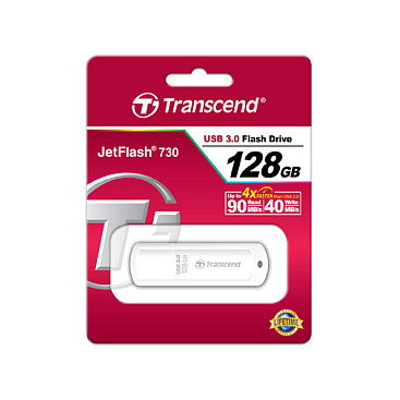 Transcend TS128GJF730 Stick de Memoria USB 3.2 Gen 1 de 128 GB, Color Blanco
