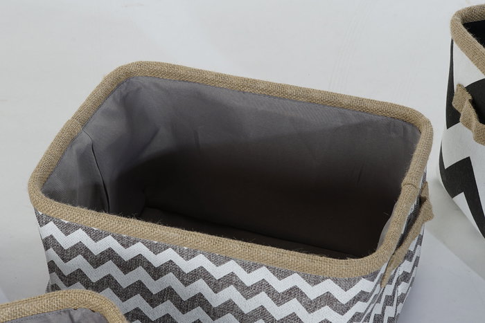 DKD Home Decor Cesta Boho Gris Blanco Poliester Yute Zig Zag Set de 3 Piezas 36 x 31 x 20 cm DKD Home Decor Cesta Boho Gris Blanco Poliester Yute Zig Zag Set de 3 Piezas 36 x 31 x 20 cm