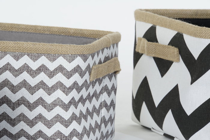 DKD Home Decor Cesta Boho Gris Blanco Poliester Yute Zig Zag Set de 3 Piezas 36 x 31 x 20 cm DKD Home Decor Cesta Boho Gris Blanco Poliester Yute Zig Zag Set de 3 Piezas 36 x 31 x 20 cm