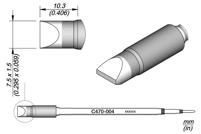 JBC TOOLS Punta de soldadura tipo destornillador 7,5x1,5mm Heavy Duty