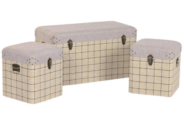 DKD Home Decor Baul Scandi Beige Negro 40 x 44 x 80 cm Set 3